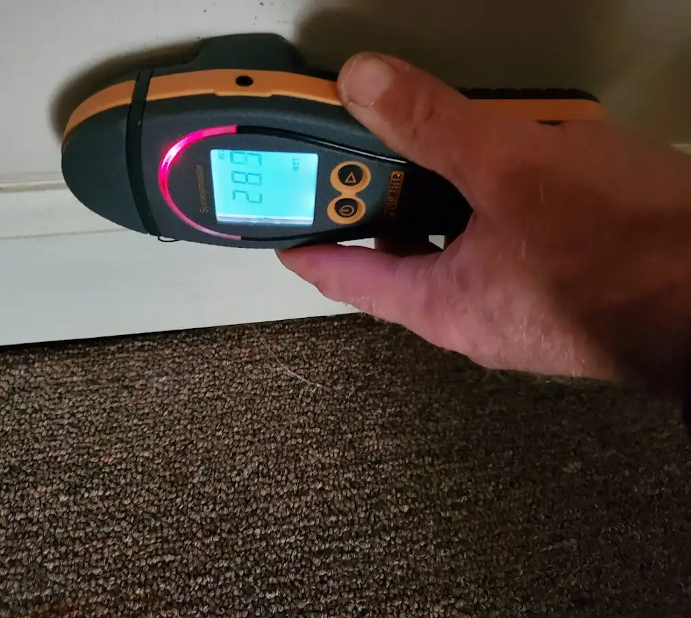 Moisture detection at baseboard during Storm Damage Restoration in Wilmington Island