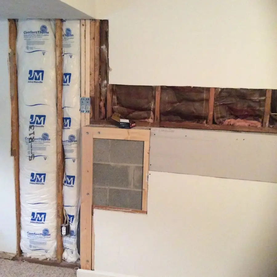 Wall insulation replacement during Basement Flood Cleanup in Wilmington Island